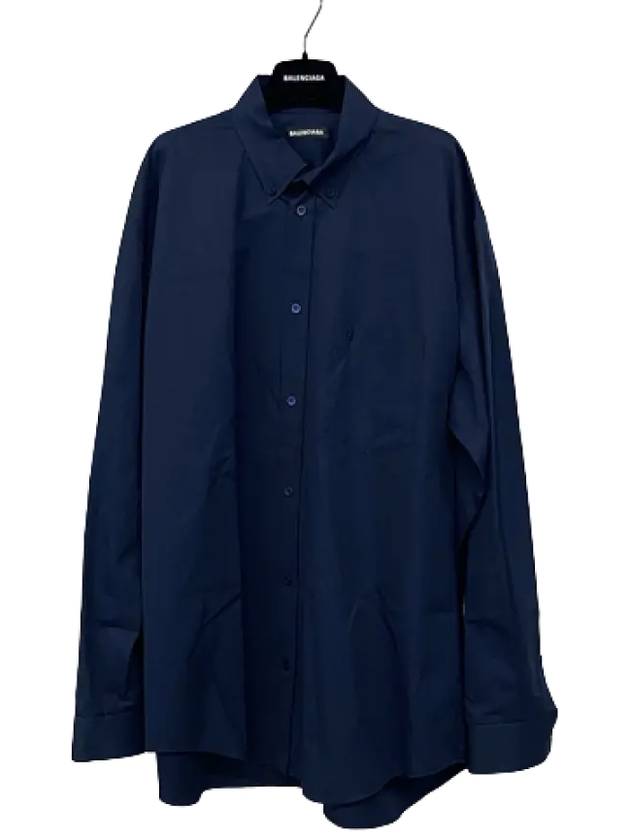 Luxury Balenciaga Trending 2026 Back Logo Long Sleeve Shirt Navy