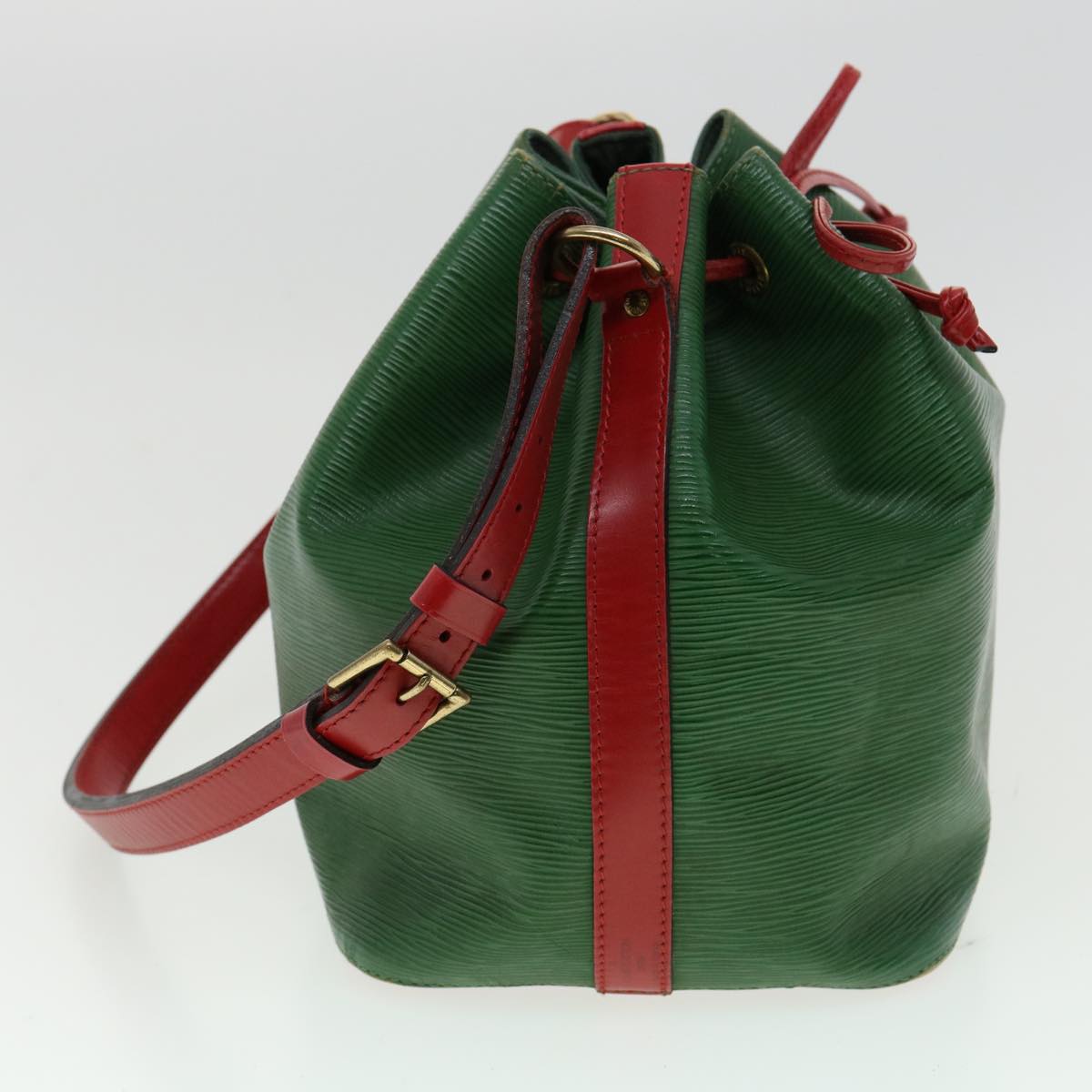 LOUIS VUITTON Epi Petit Noe Bicolor Shoulder Bag Green Red LV Auth ai476