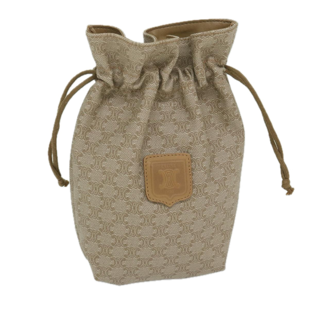 Luxury CELINE Macadam Canvas Drawstring Pouch Beige ai715