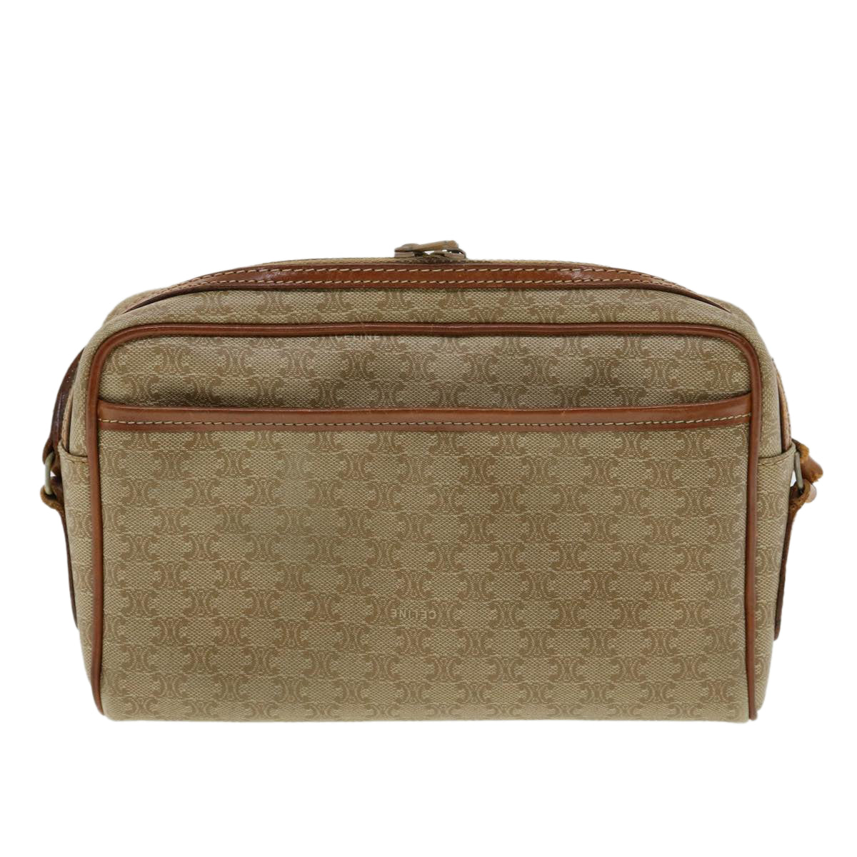 Luxury CELINE Macadam Canvas Shoulder Bag Beige  am3110