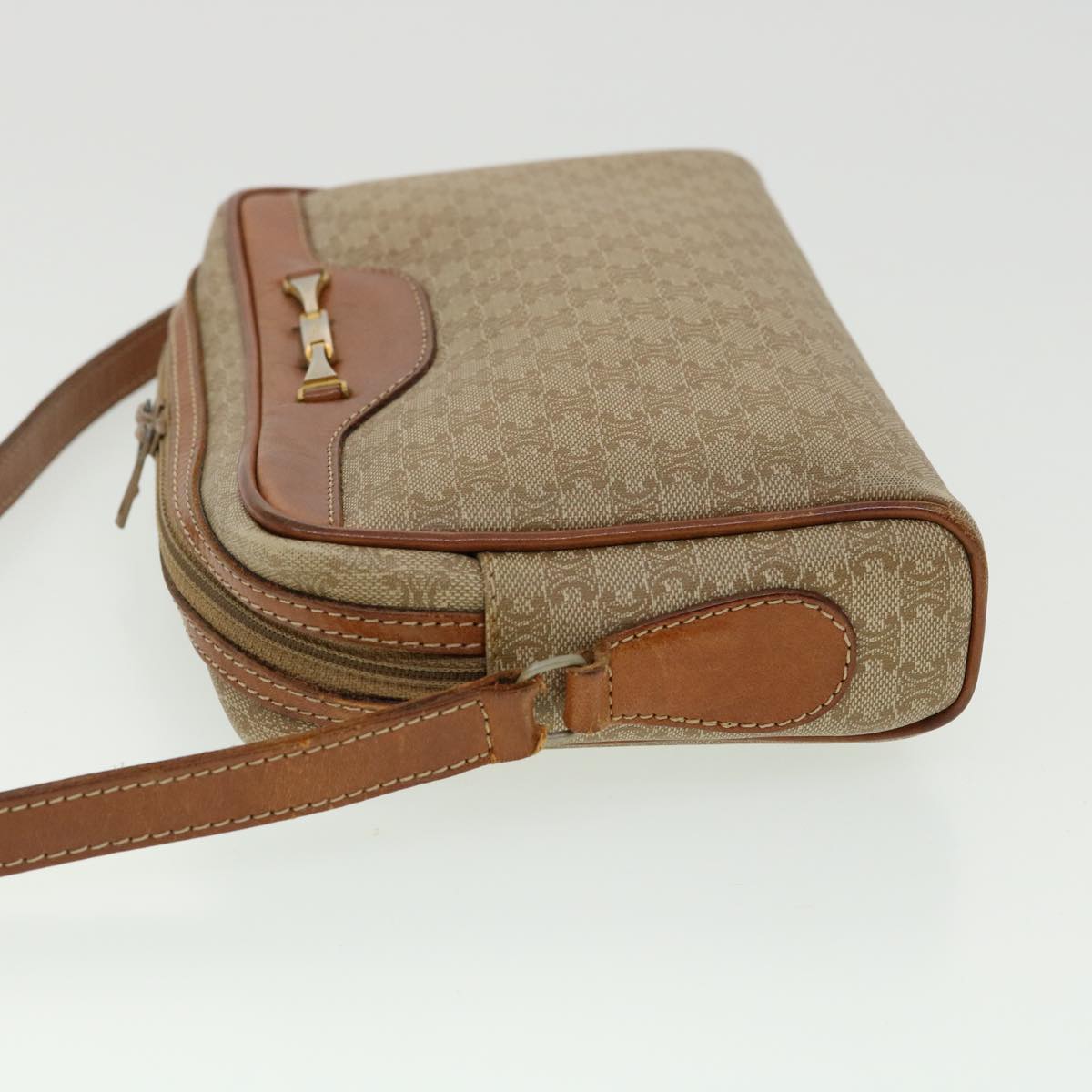 Luxury CELINE Macadam Canvas Shoulder Bag Beige  am3110