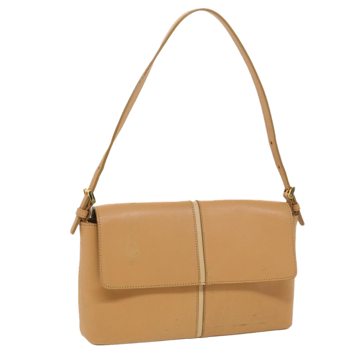 Luxury Burberry Shoulder Bag Leather Orange Auth am3721