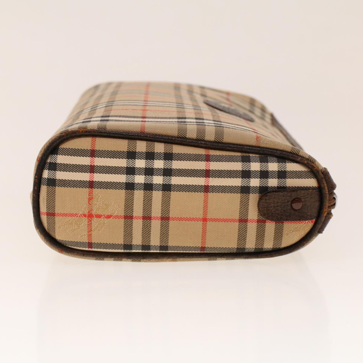 Luxury BurberrySs Nova Check Clutch Bag Nylon Beige Auth am4307