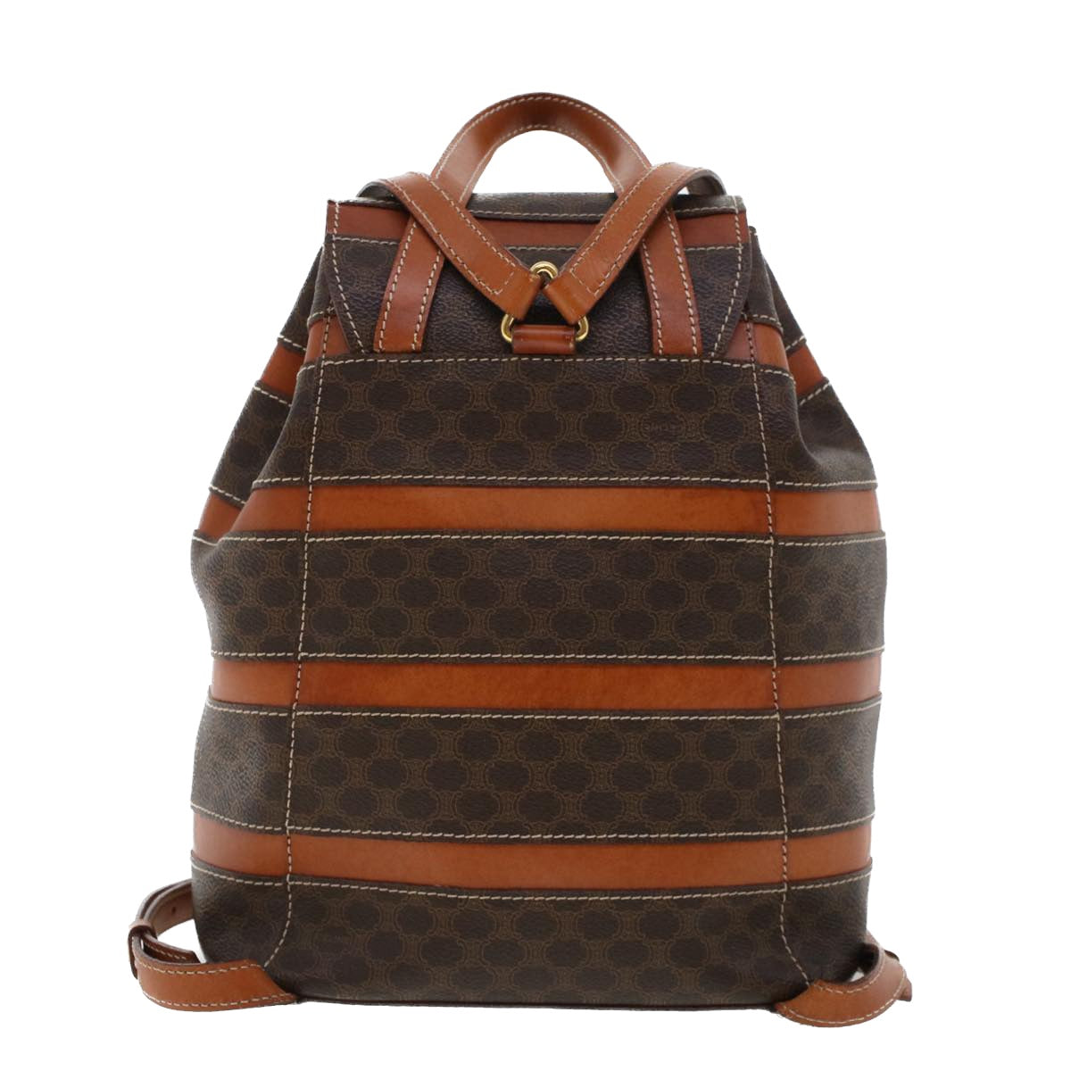 Luxury CELINE Macadam Canvas Backpack PVC Leather Brown  am4403
