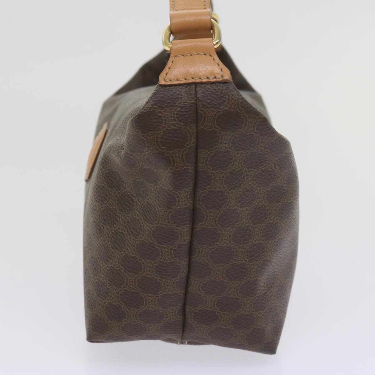 Luxury CELINE Macadam Canvas Hand Bag PVC Leather Brown  am5353