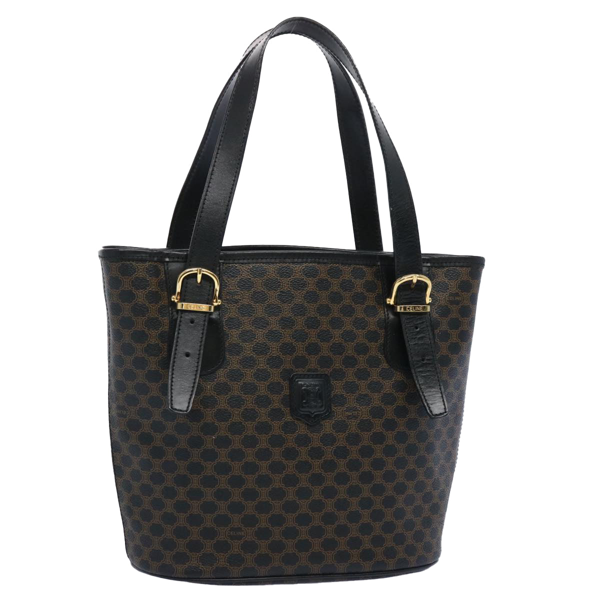 Luxury CELINE Macadam Canvas Tote Bag PVC Leather Black  am5509