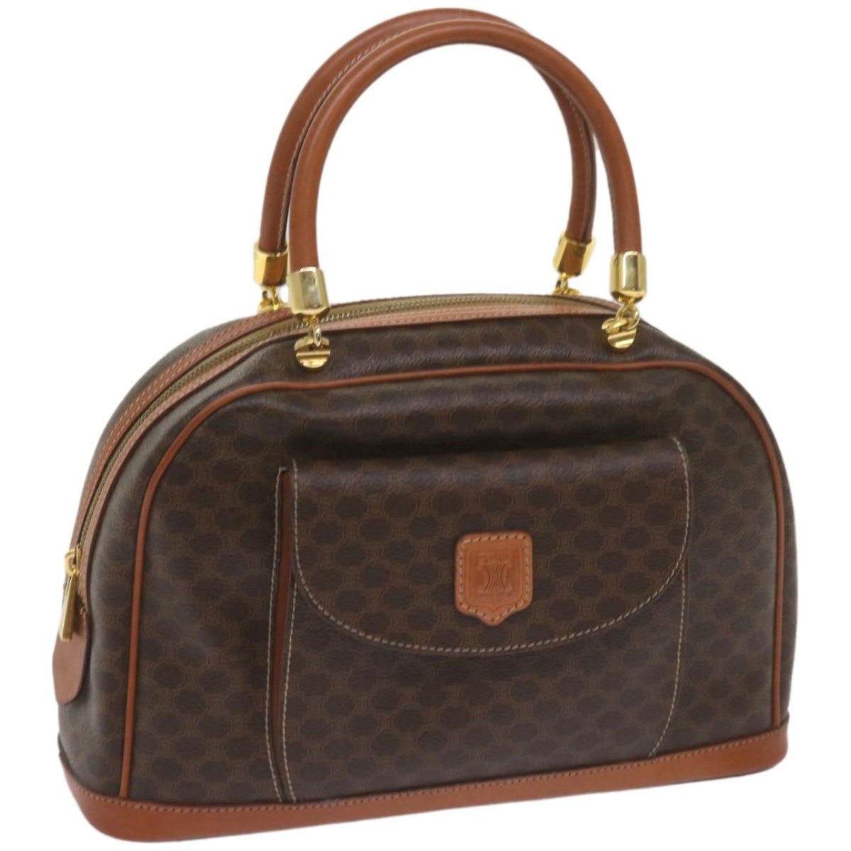 Luxury CELINE Macadam Canvas Hand Bag PVC Brown  am5897