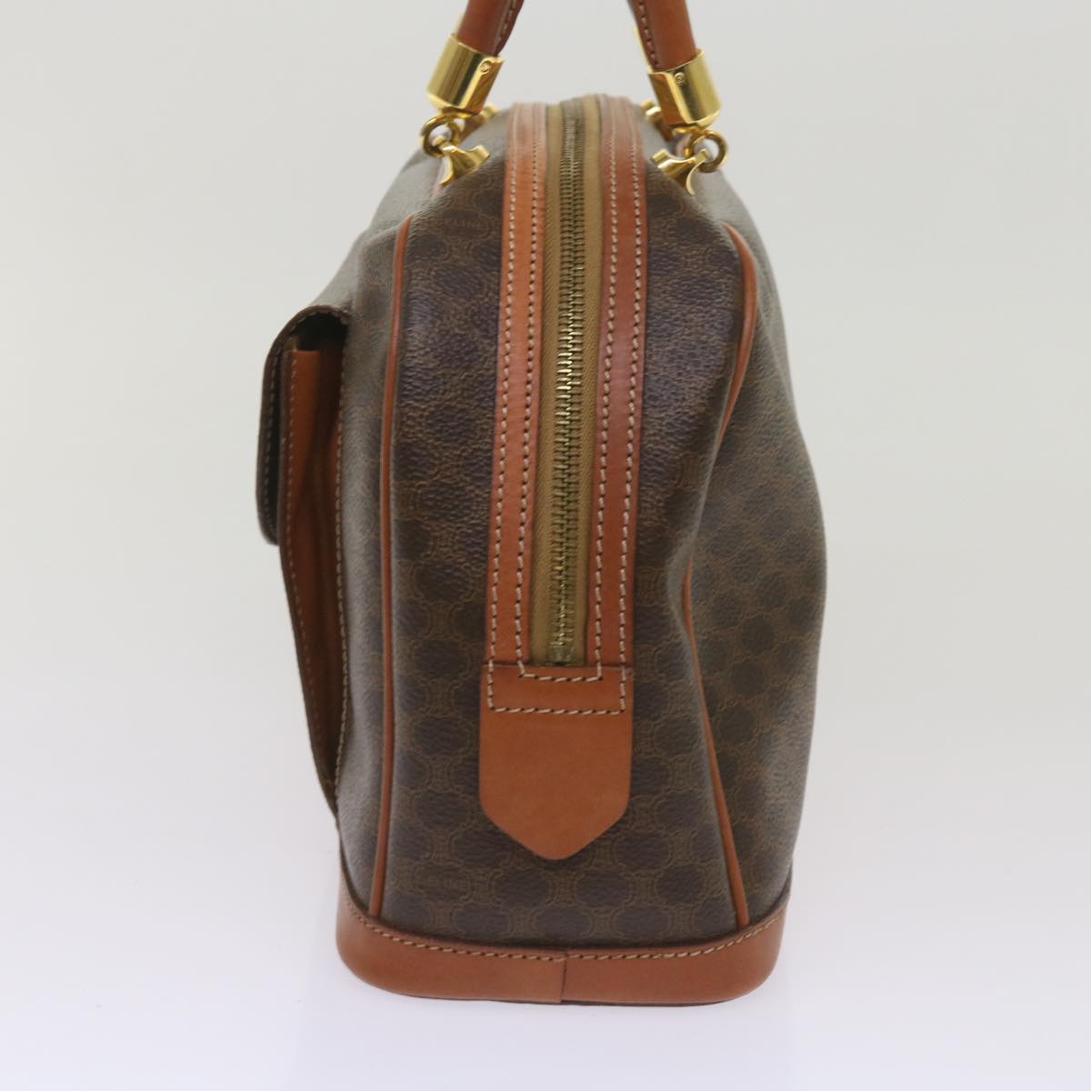 Luxury CELINE Macadam Canvas Hand Bag PVC Brown  am5897