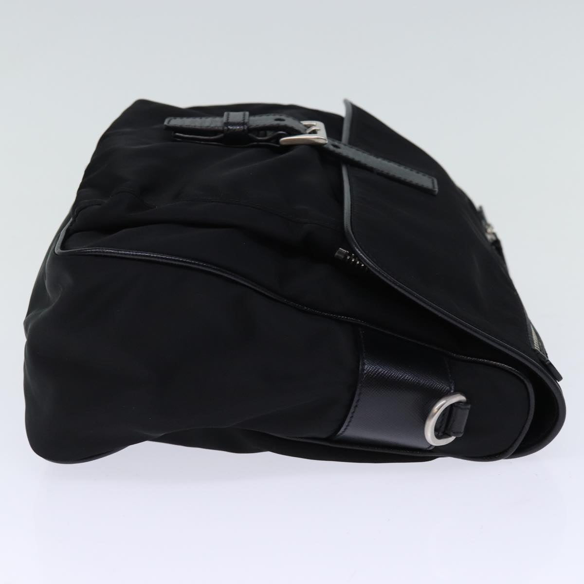 PRADA Shoulder Bag Nylon Leather Black Auth am6182