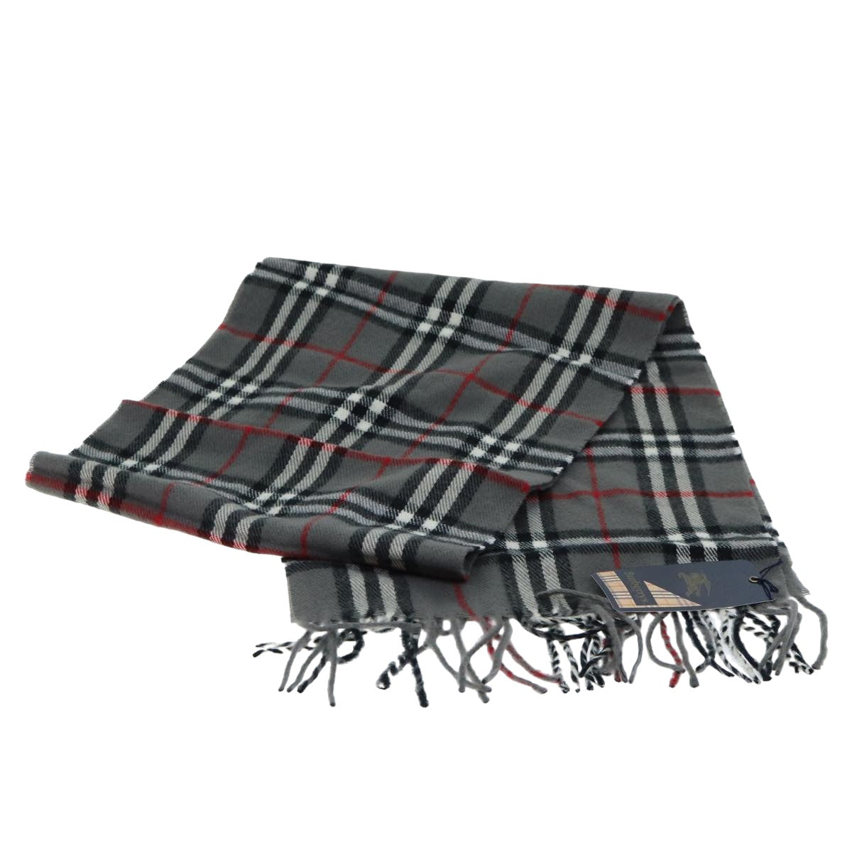 Luxury BurberrySs Nova Check Scarf Wool Gray Auth am6330