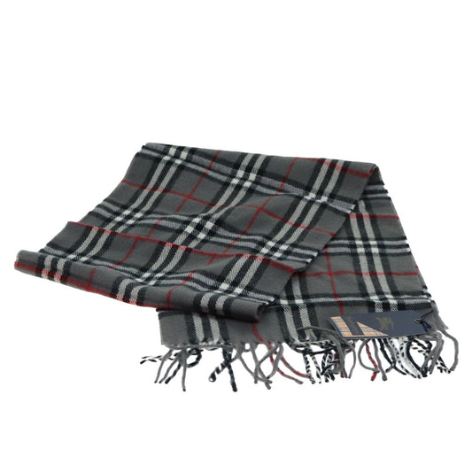 Luxury BurberrySs Nova Check Scarf Wool Gray Auth am6330