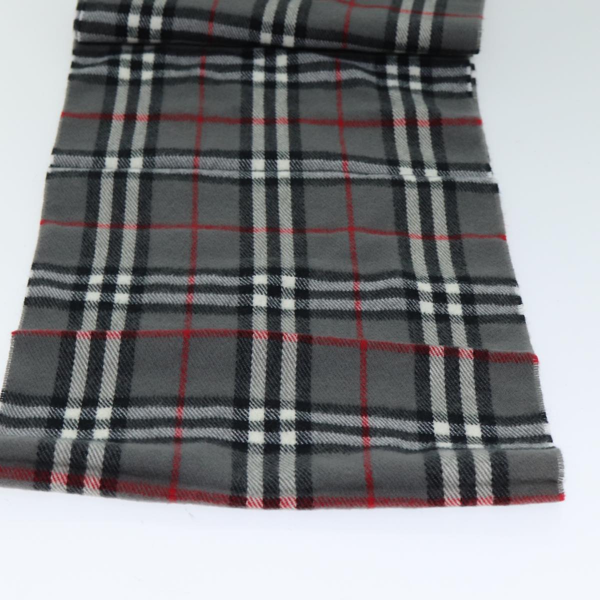 Luxury BurberrySs Nova Check Scarf Wool Gray Auth am6330