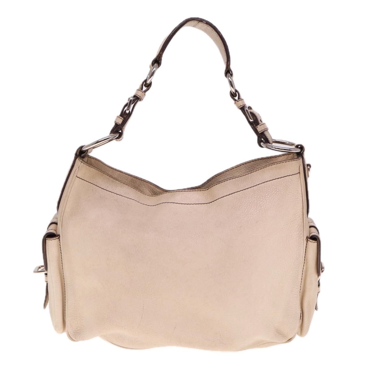 PRADA Shoulder Bag Leather Beige Auth am6349