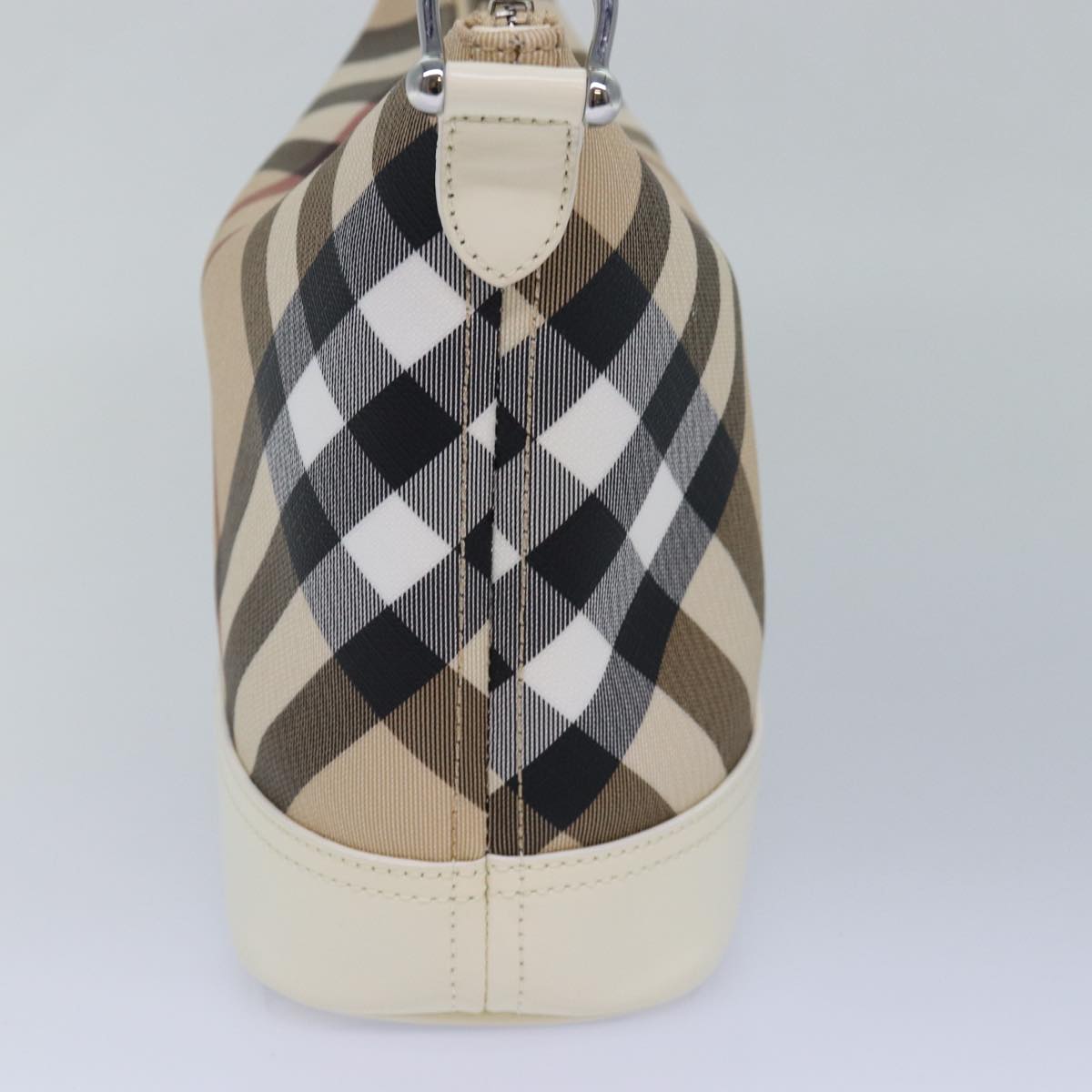 Luxury Burberry Nova Check Shoulder Bag PVC Leather Beige Auth am6477A