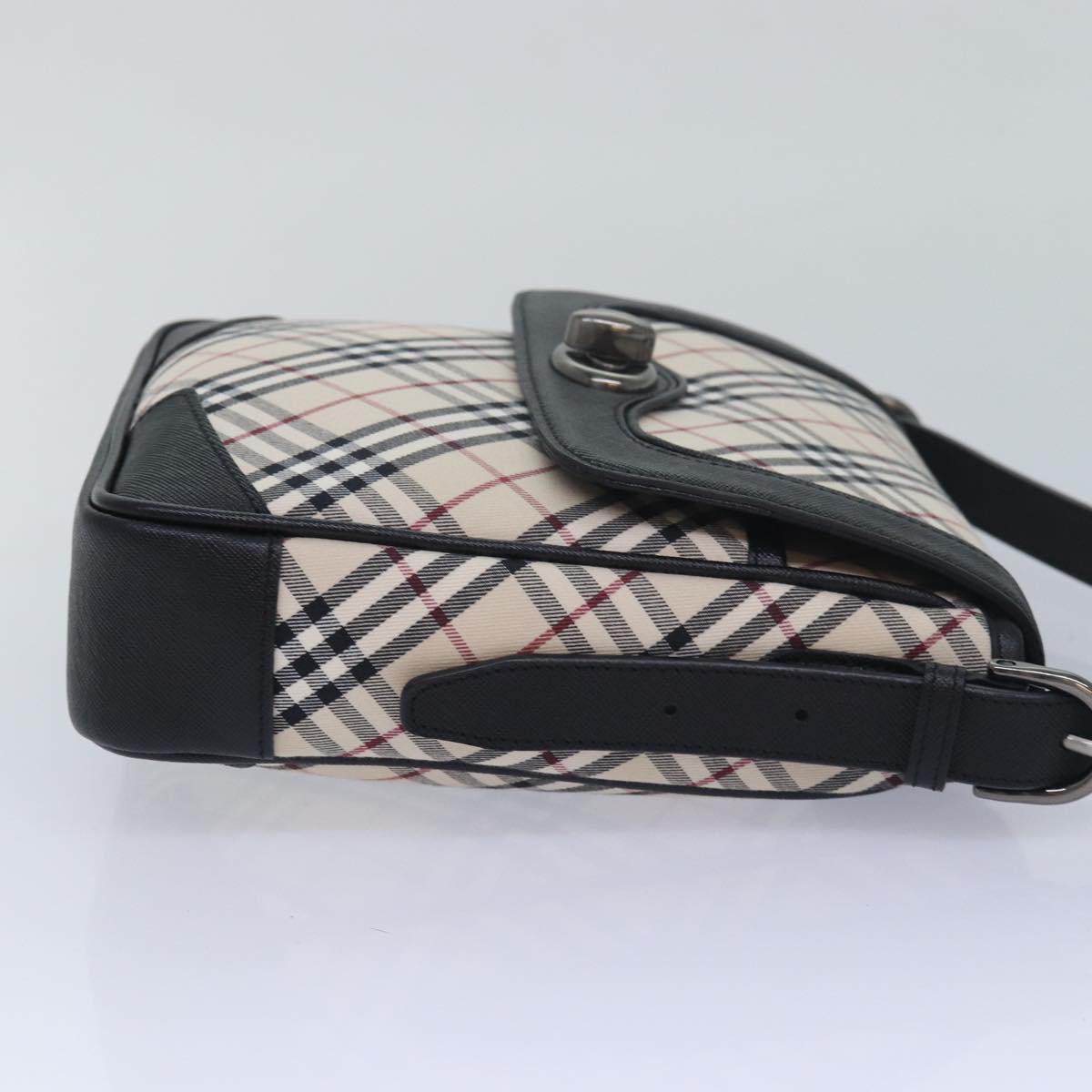 Luxury BurberrySs Nova Check Shoulder Bag Canvas Beige Auth am6582A