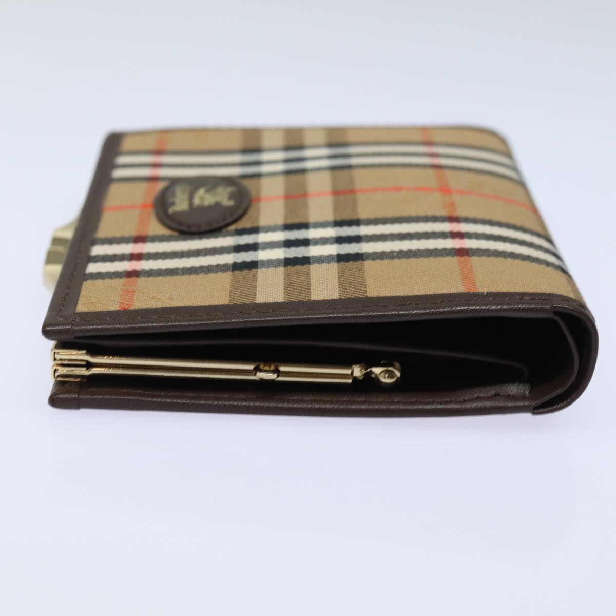 Luxury BurberrySs Nova Check Wallet Canvas Beige Auth am6671