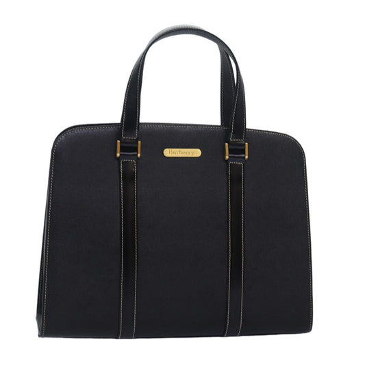 Luxury BurberrySs Hand Bag Leather Black Auth am6686