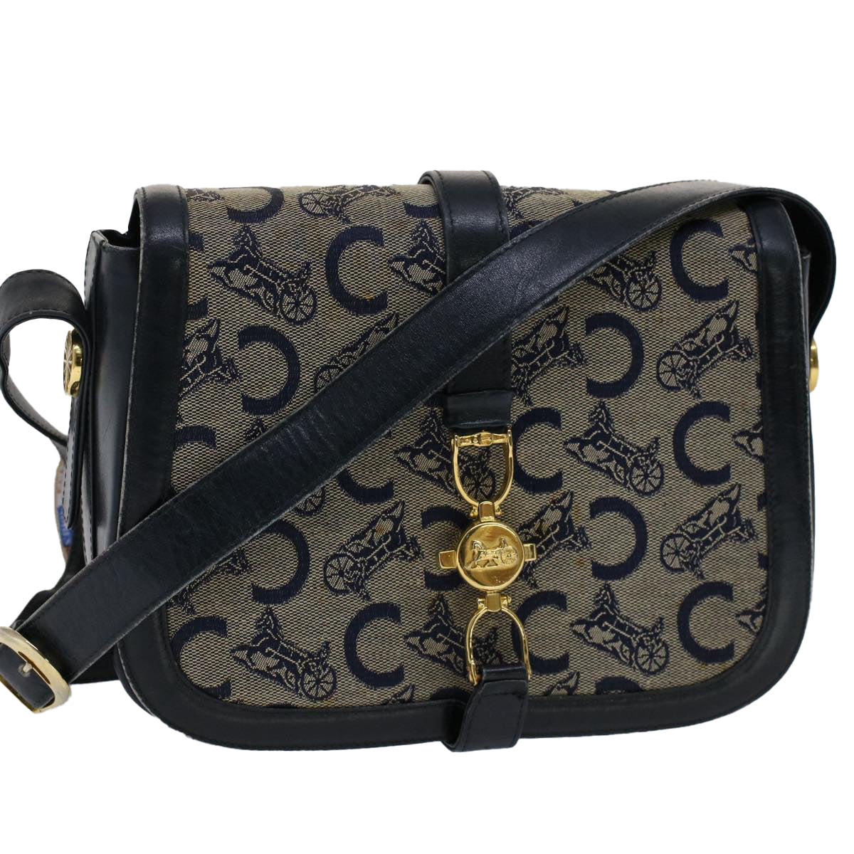 Luxury CELINE C Macadam Canvas Shoulder Bag Navy  ar10062