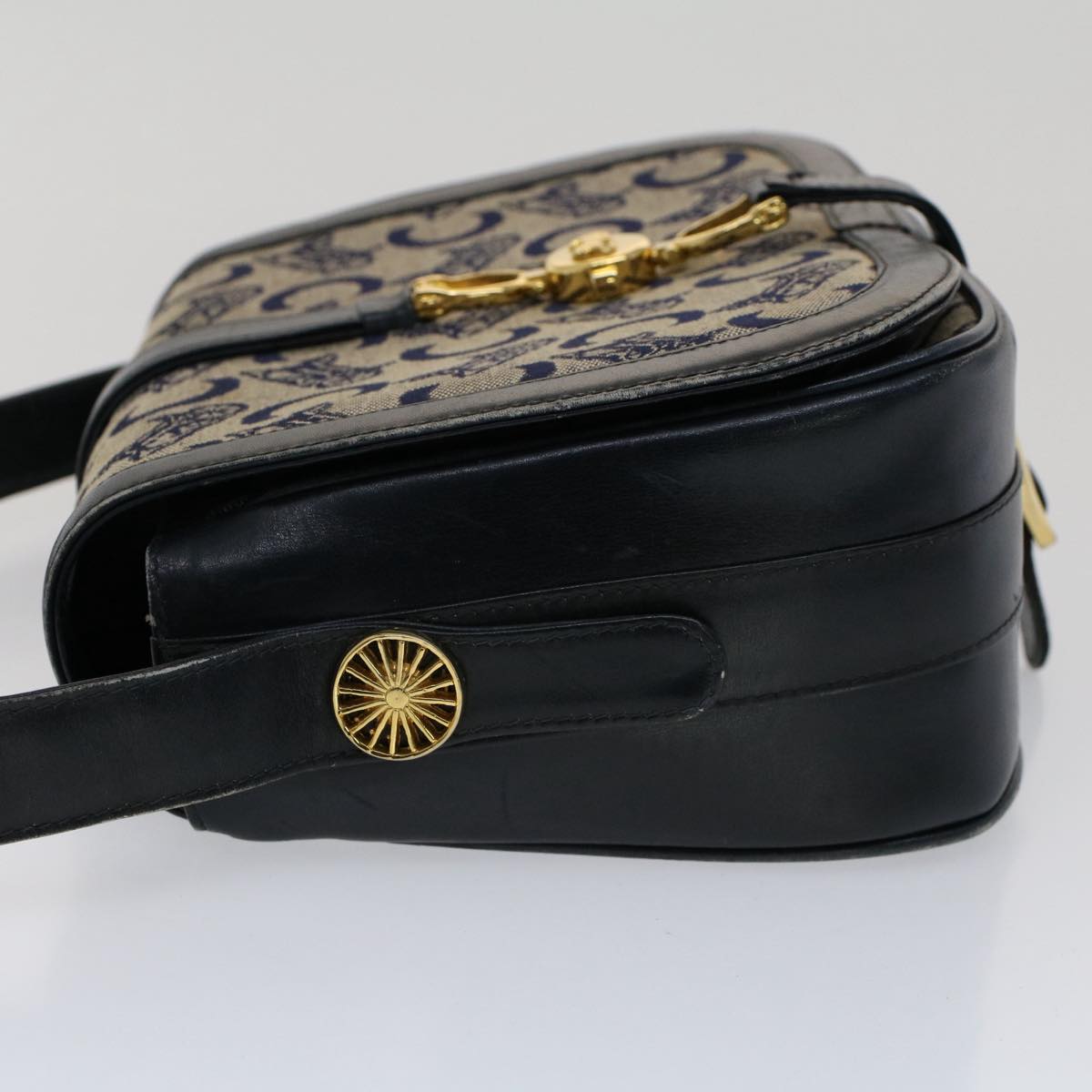 Luxury CELINE C Macadam Canvas Shoulder Bag Navy  ar10062