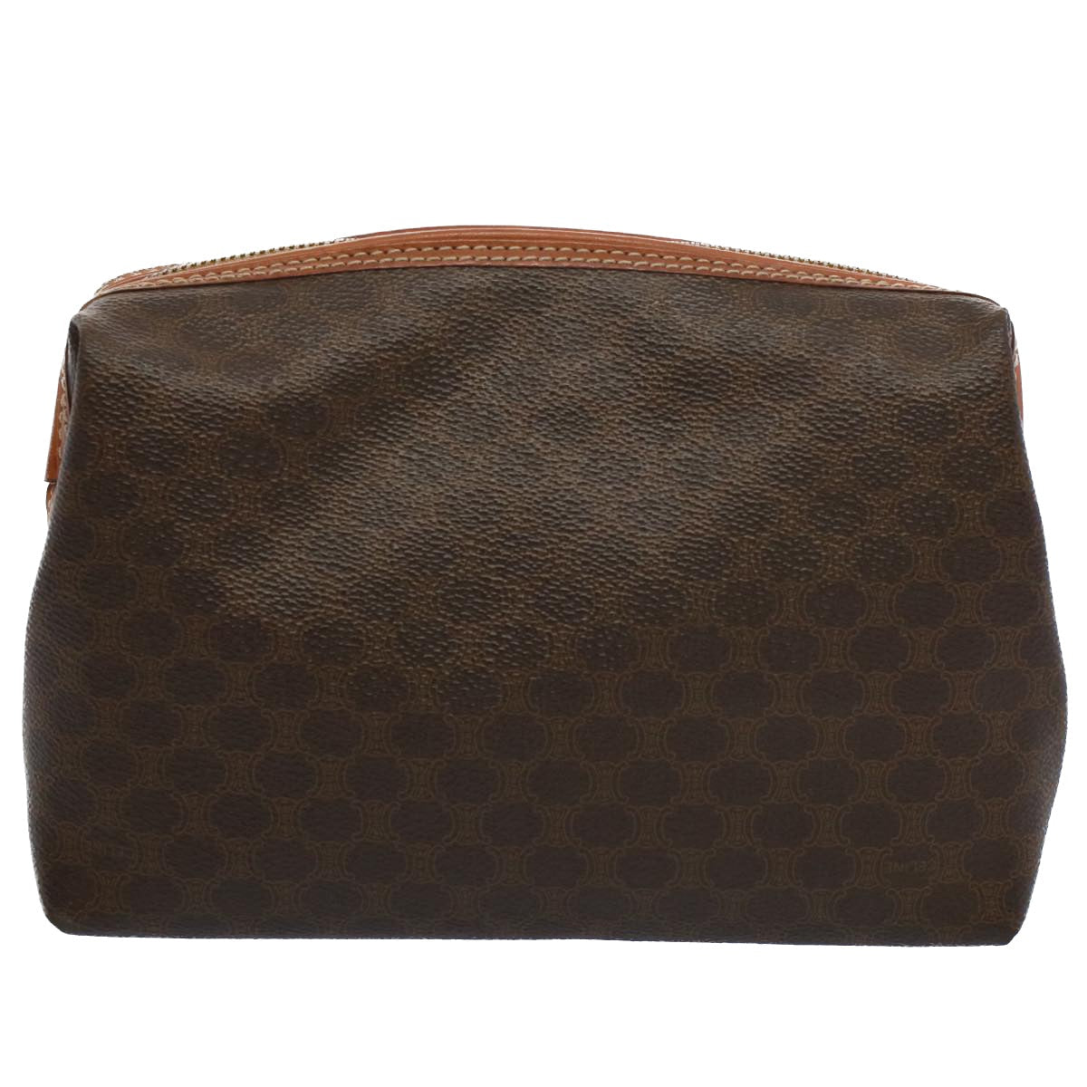 Luxury CELINE Macadam Canvas Pouch PVC Leather Brown  ar10296
