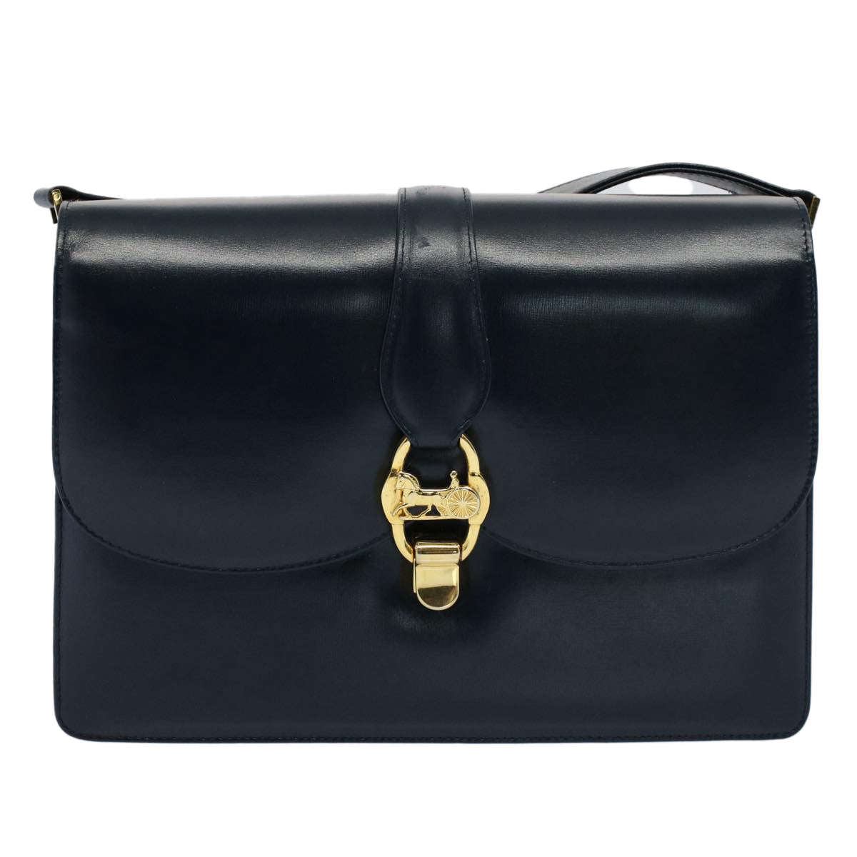 Luxury CELINE Horse Carriage Shoulder Bag Leather Navy  ar10323