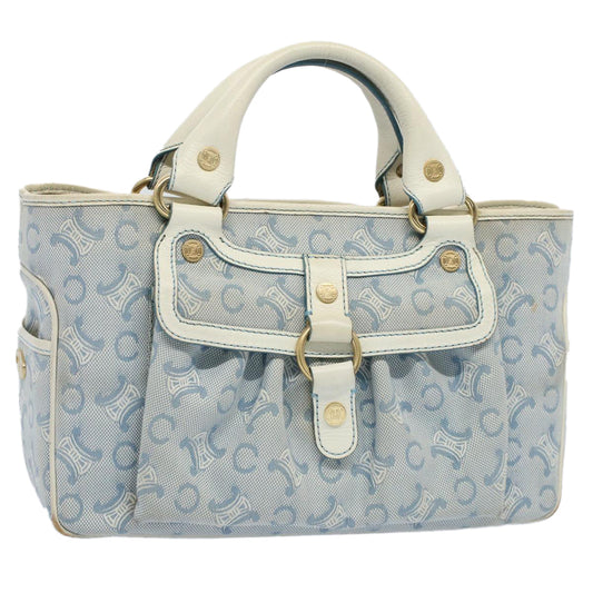 Luxury CELINE Paris Macadam Canvas Boogie Bag Hand Bag Light Blue  ar10376B