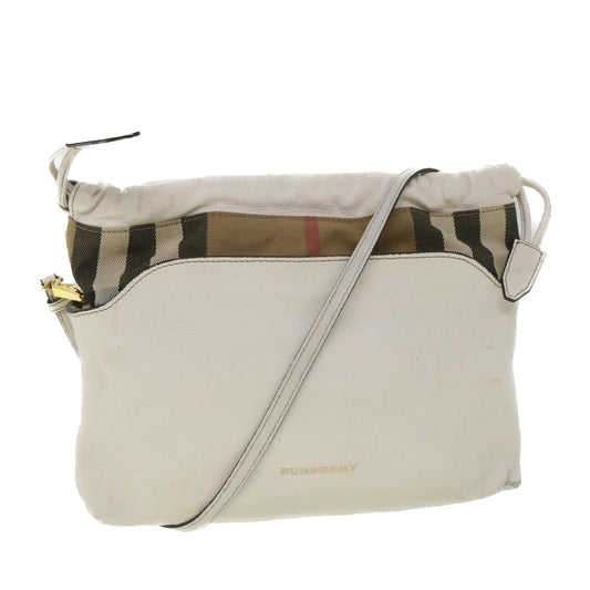 Luxury Burberry Nova Check Shoulder Bag Leather Beige Auth ar10452