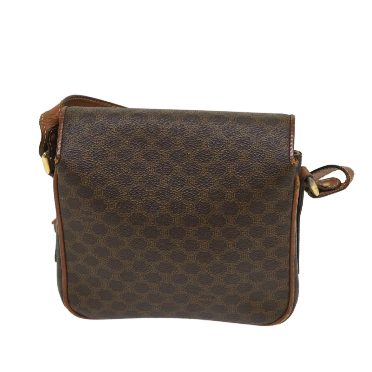 Luxury CELINE Macadam Canvas Shoulder Bag PVC Leather Brown  ar10469