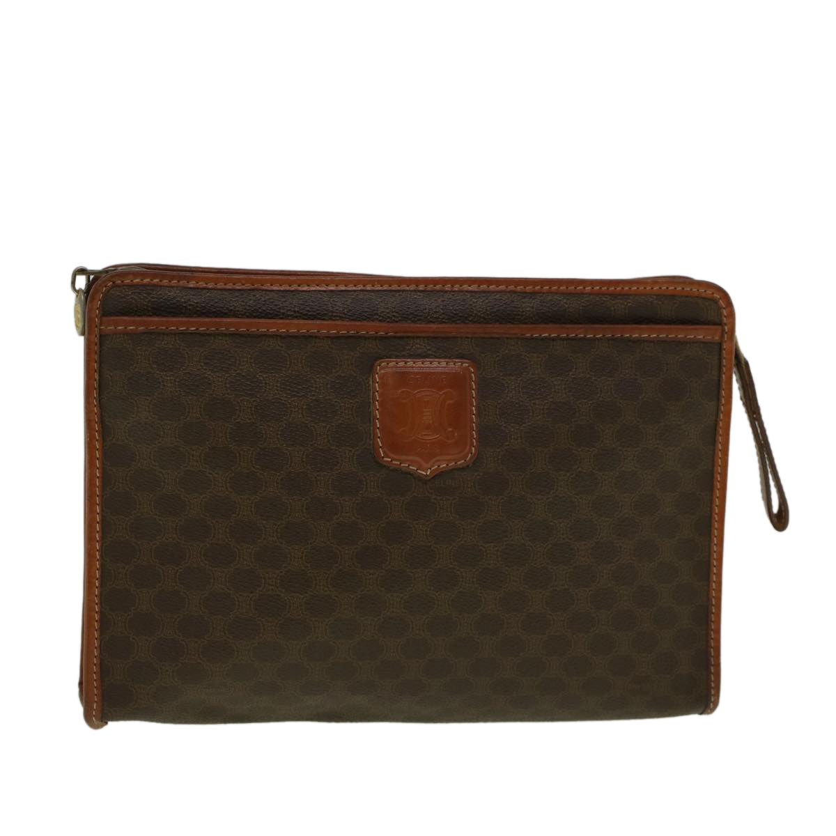 Luxury CELINE Macadam Canvas Clutch Bag PVC Leather Brown  ar10696