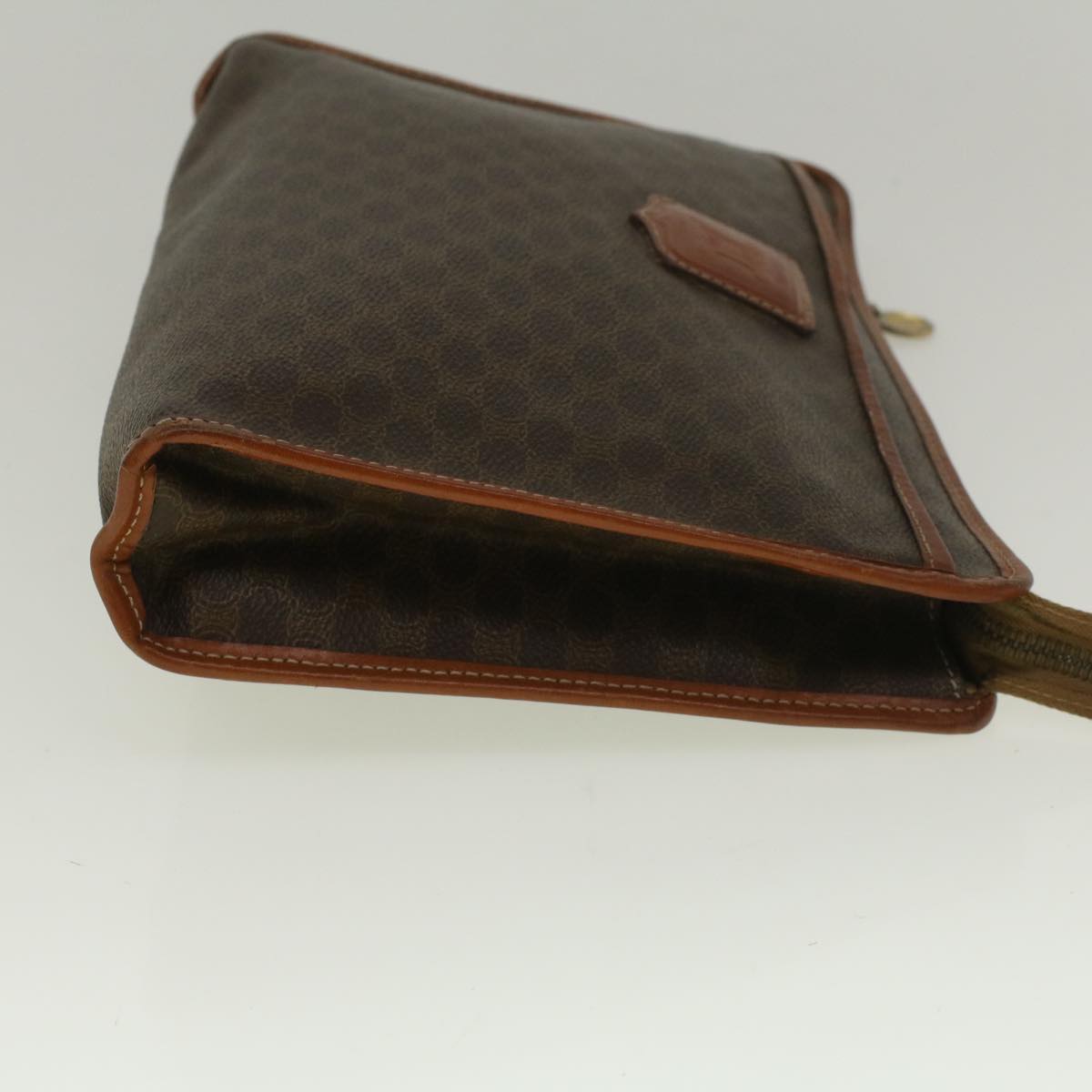 Luxury CELINE Macadam Canvas Clutch Bag PVC Leather Brown ar10696