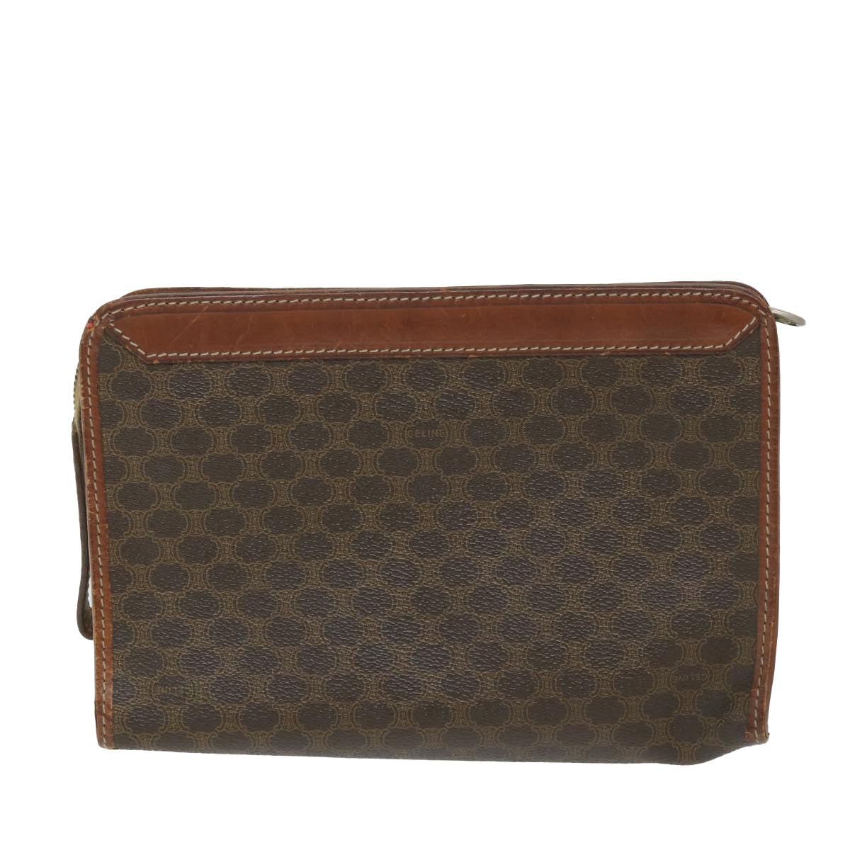Luxury CELINE Macadam Canvas Clutch Bag PVC Leather 2Set Brown  ar10789
