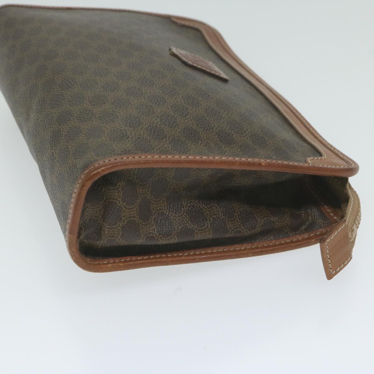 Luxury CELINE Macadam Canvas Clutch Bag PVC Leather Brown  ar11021