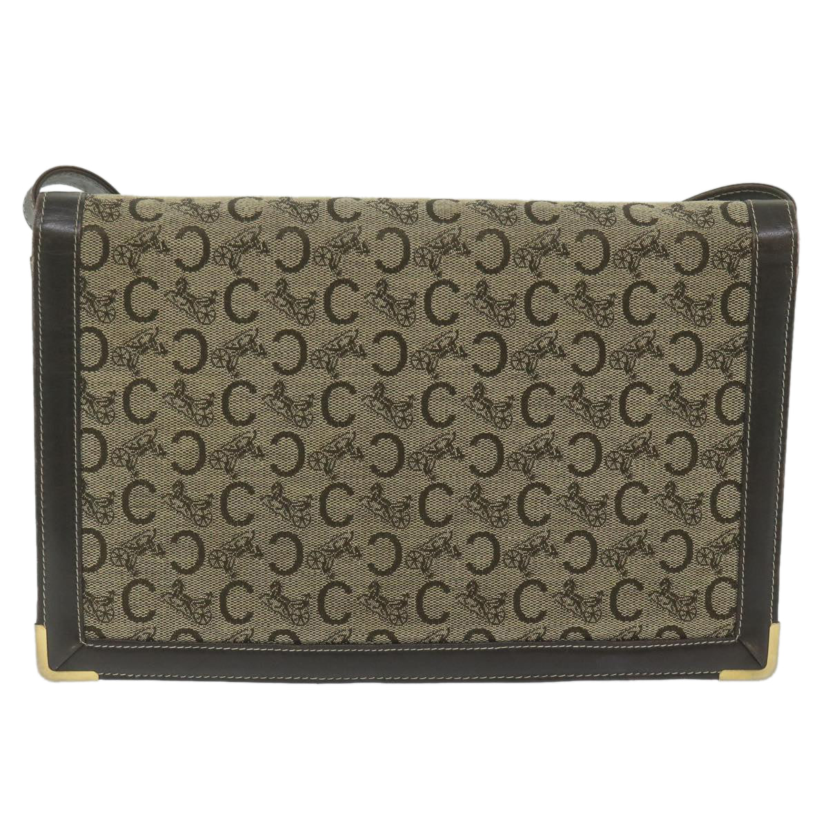 Luxury CELINE C Macadam Canvas Shoulder Bag Beige  ar11080