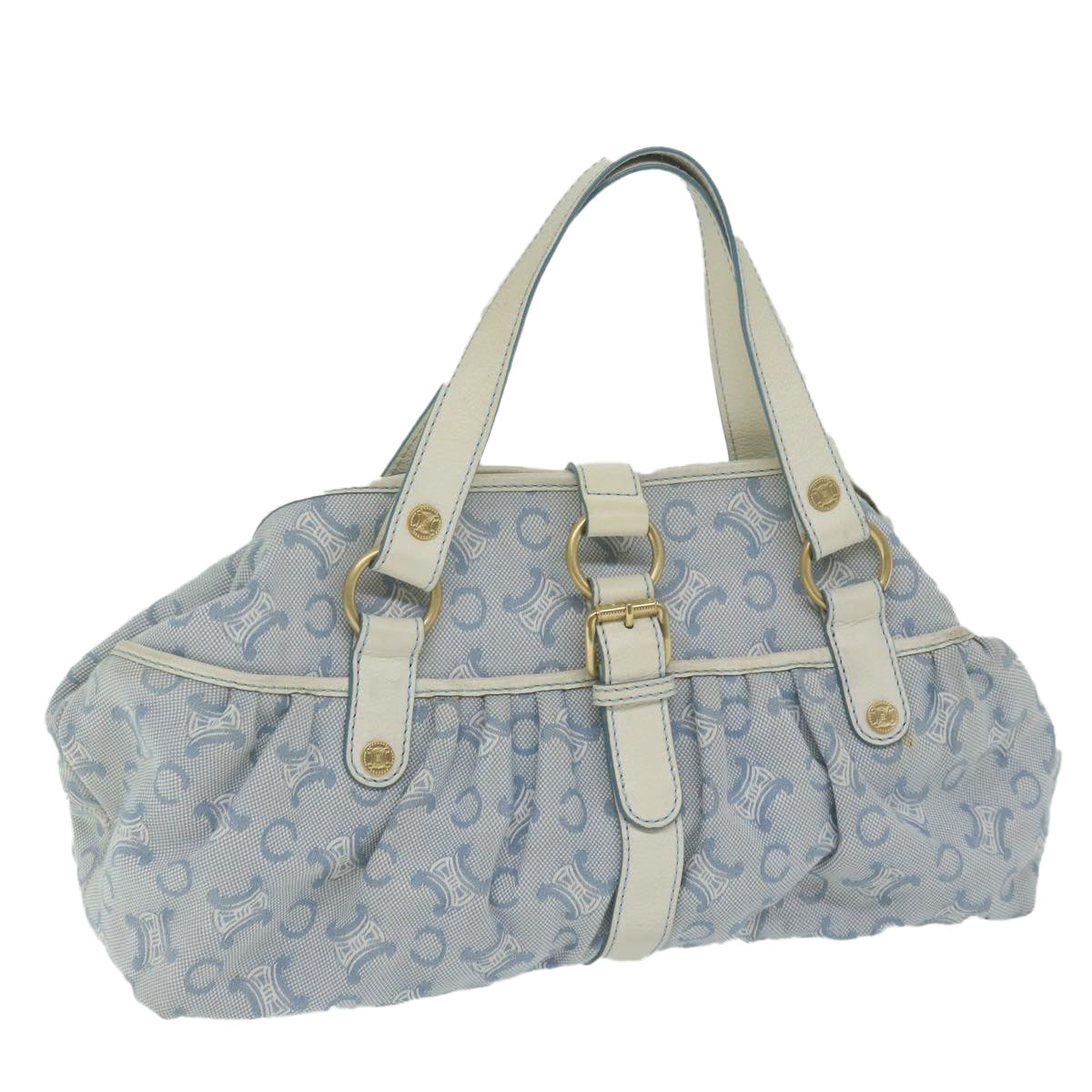 Luxury CELINE Paris Macadam Canvas Hand Bag Blue  ar11152B