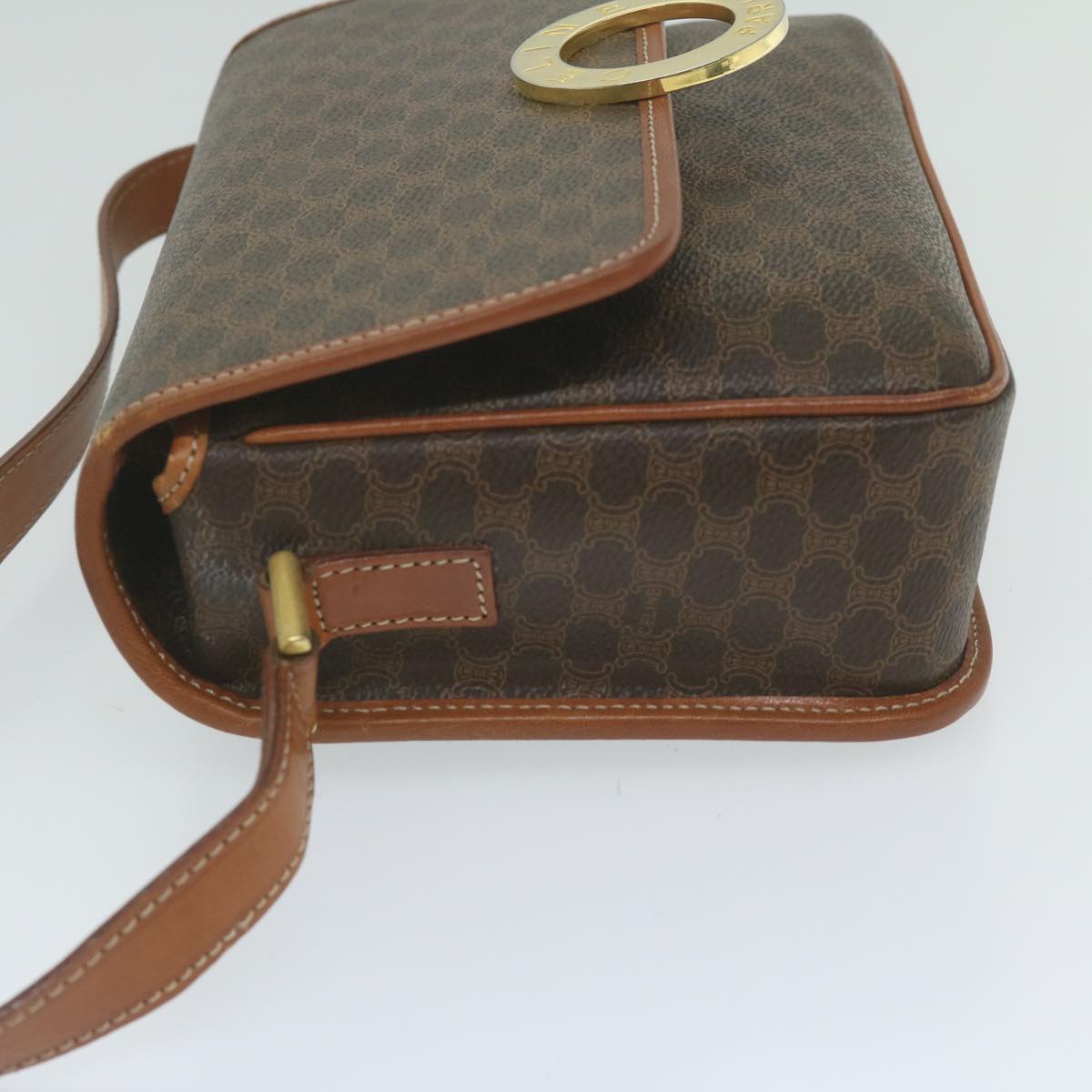 Luxury CELINE Macadam Canvas Shoulder Bag PVC Leather Brown  ar11187B