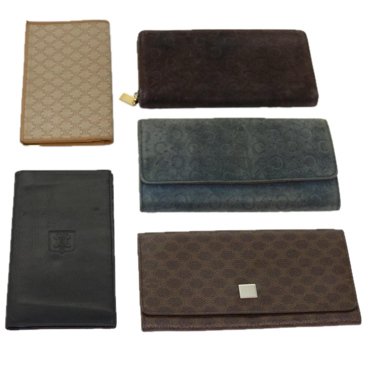 Luxury CELINE Macadam Canvas Wallet Leather Suede 5Set Brown Blue  ar11268