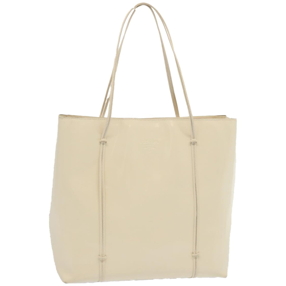 PRADA Hand Bag Patent leather Beige Auth ar11454B