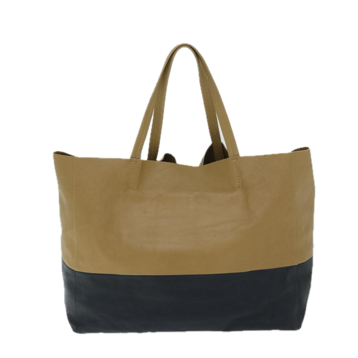 Luxury CELINE Horizontal Cabas Tote Bag Leather Beige Black  ar11566