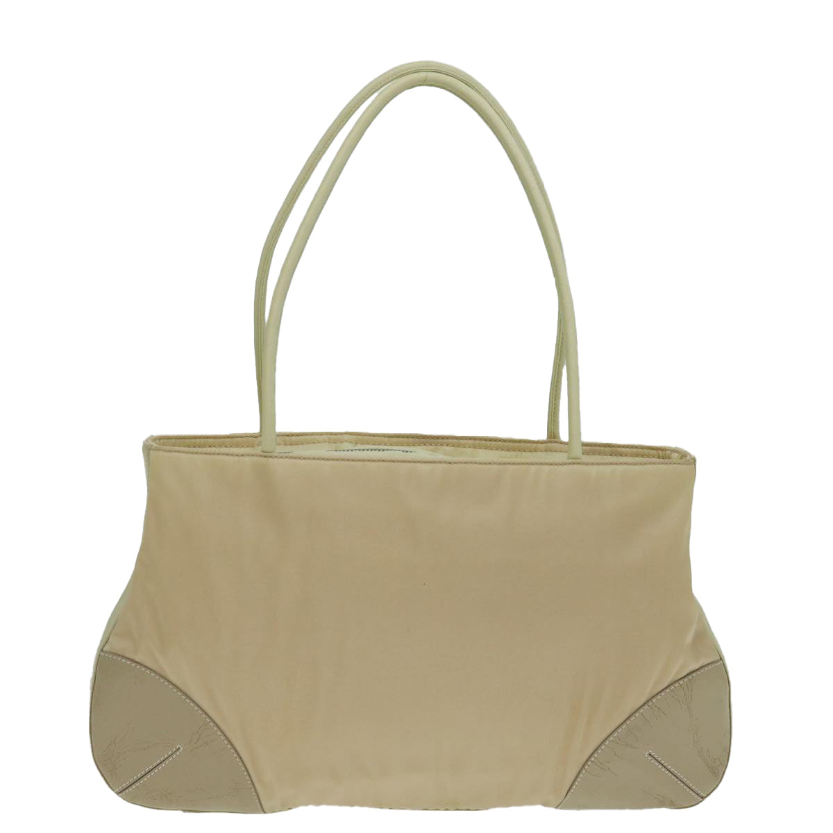 PRADA Hand Bag Nylon Beige Auth ar11646B