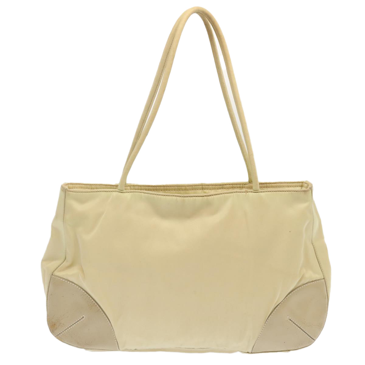 PRADA Hand Bag Nylon Beige Auth ar11710