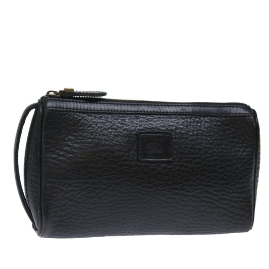 Luxury BurberrySs Clutch Bag Leather Black Auth ar11739