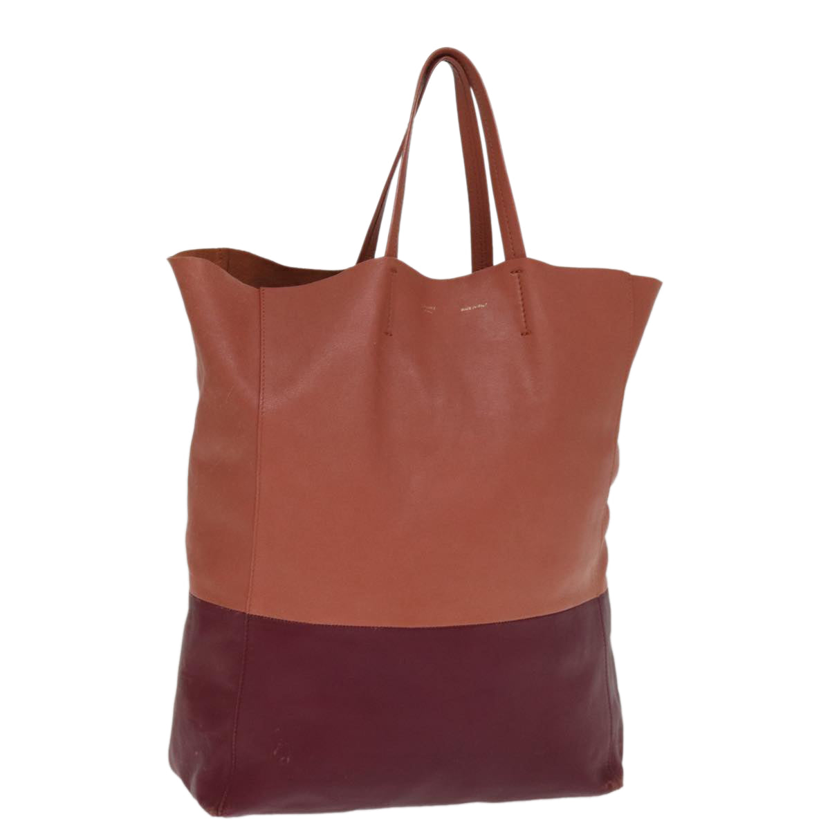 Luxury CELINE Horizontal Cabas Tote Bag Leather Bordeaux Orange  ar11846