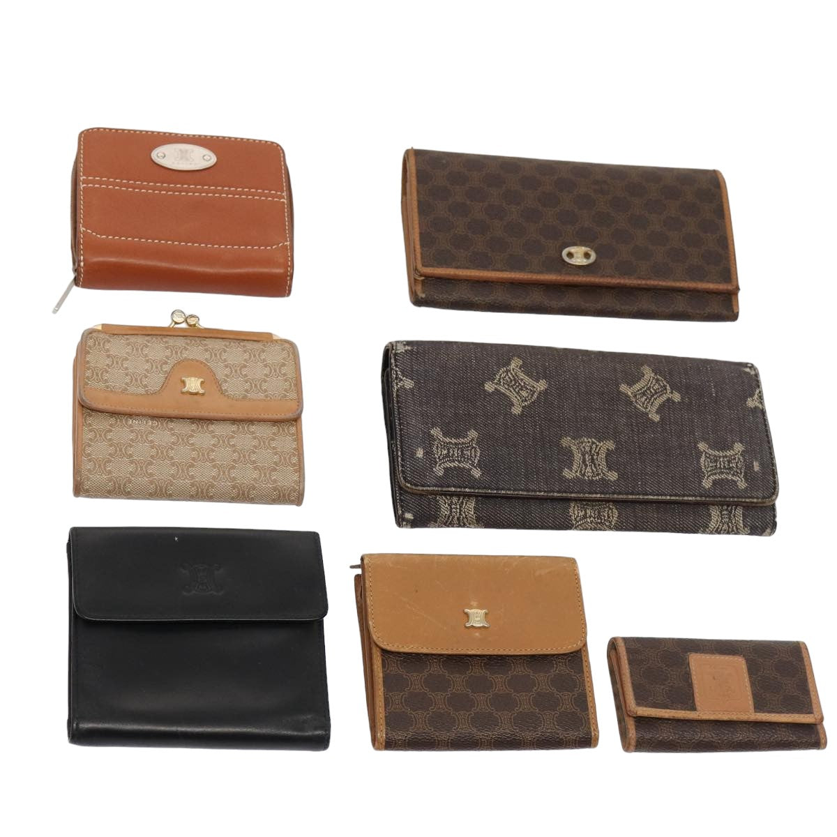 Luxury CELINE Macadam Canvas Wallet PVC 7Set Beige Brown  ar11903