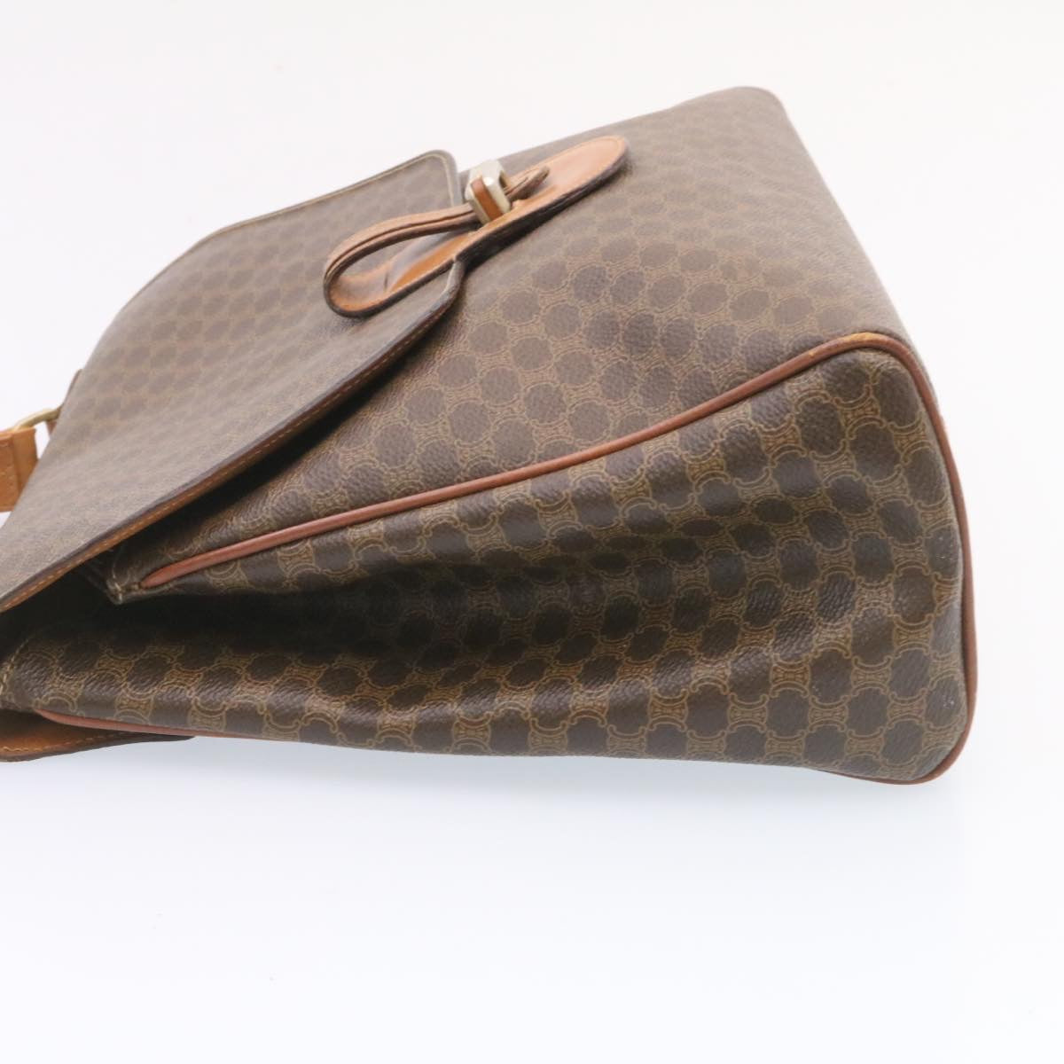 Luxury CELINE Macadam Canvas Hand Bag PVC Leather Brown  ar5452
