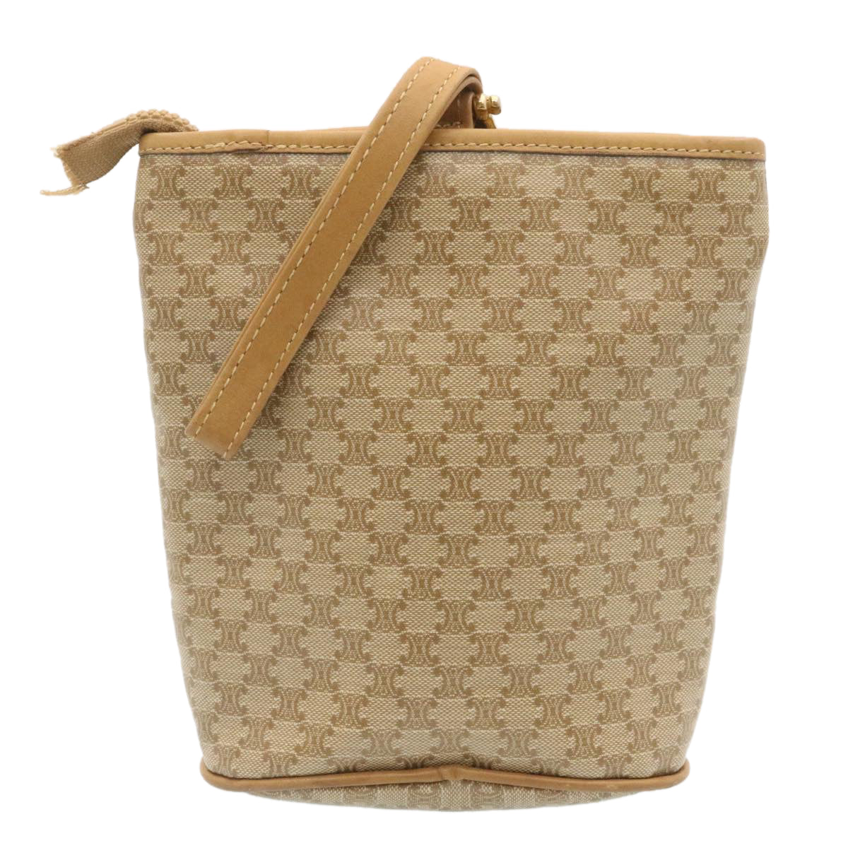 Luxury CELINE Macadam Canvas Pouch PVC Leather Beige  ar6336