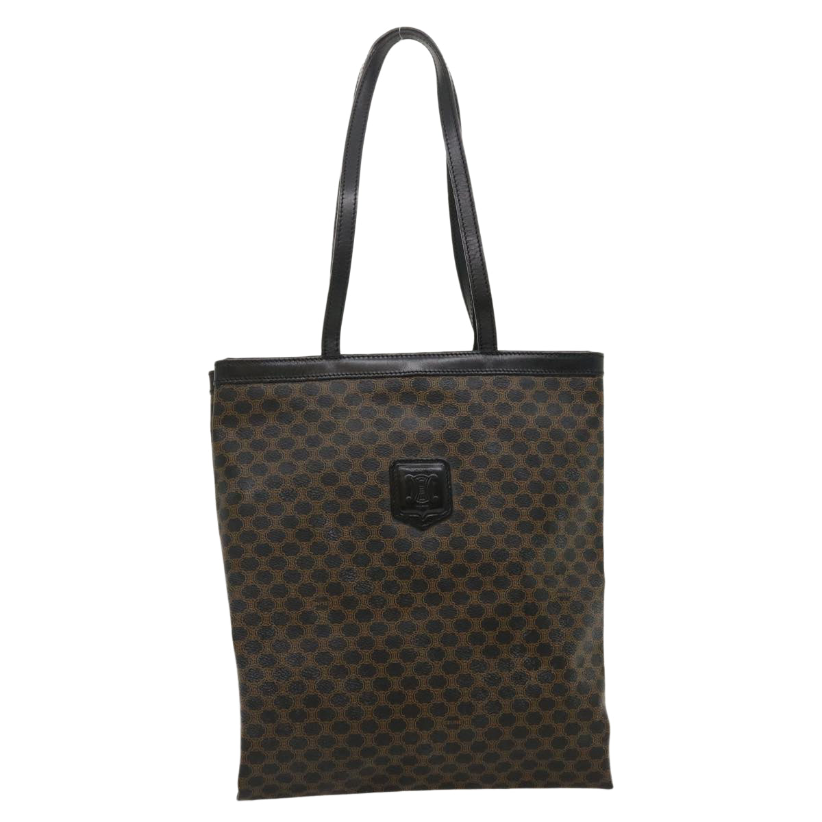 Luxury CELINE Macadam Canvas Tote Bag PVC Leather Black Brown  ar6808