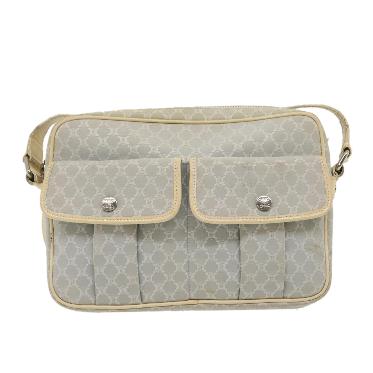Luxury CELINE Macadam Canvas Shoulder Bag Light Blue  ar7070