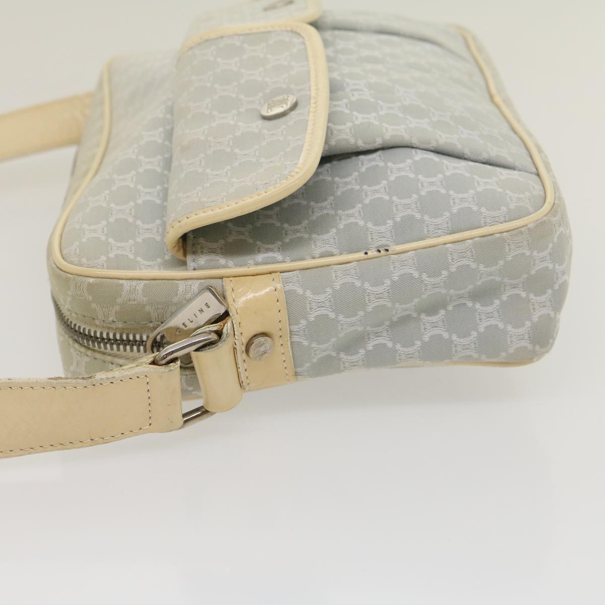 Luxury CELINE Macadam Canvas Shoulder Bag Light Blue  ar7070