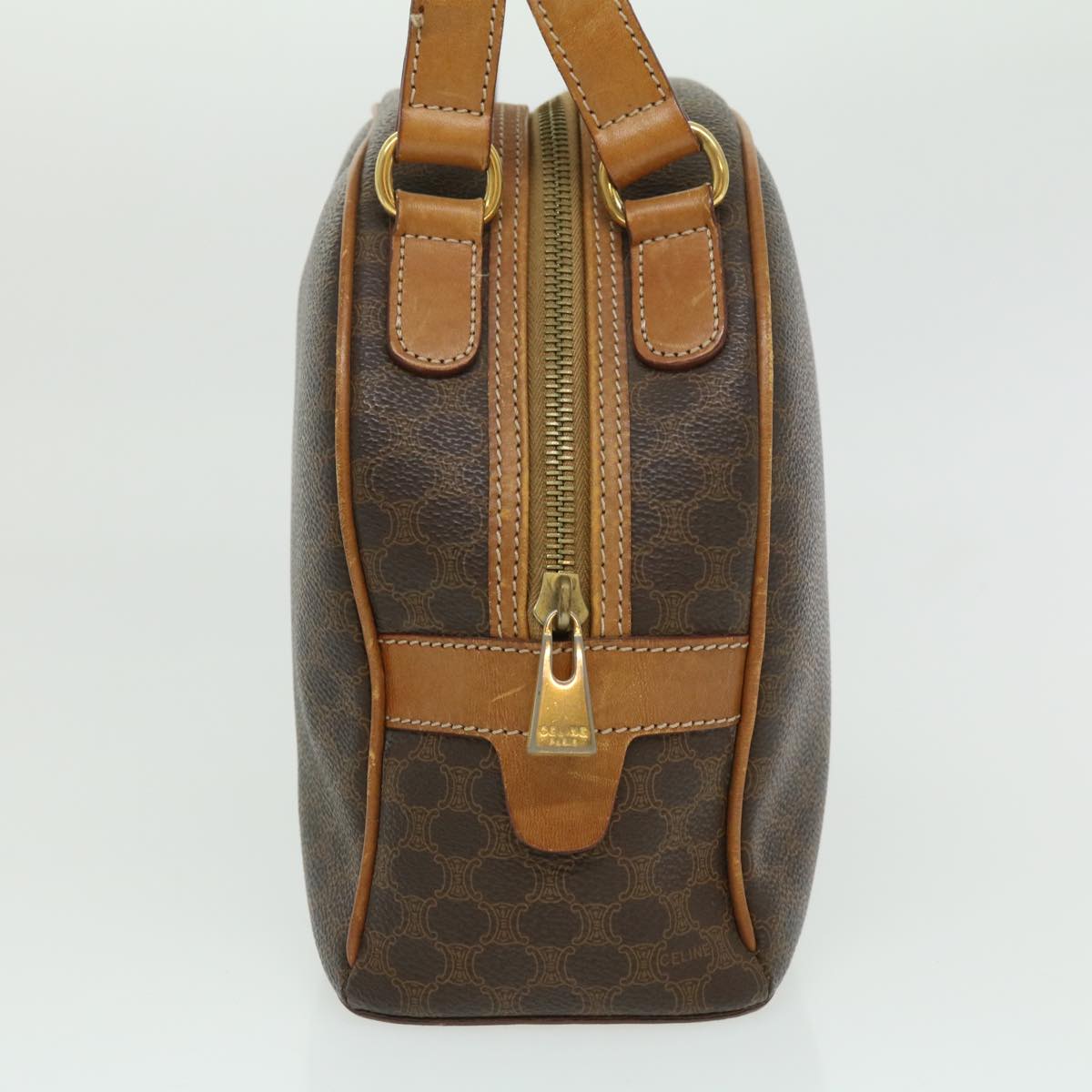 Luxury CELINE Macadam Canvas Hand Bag PVC Leather Brown  ar7121