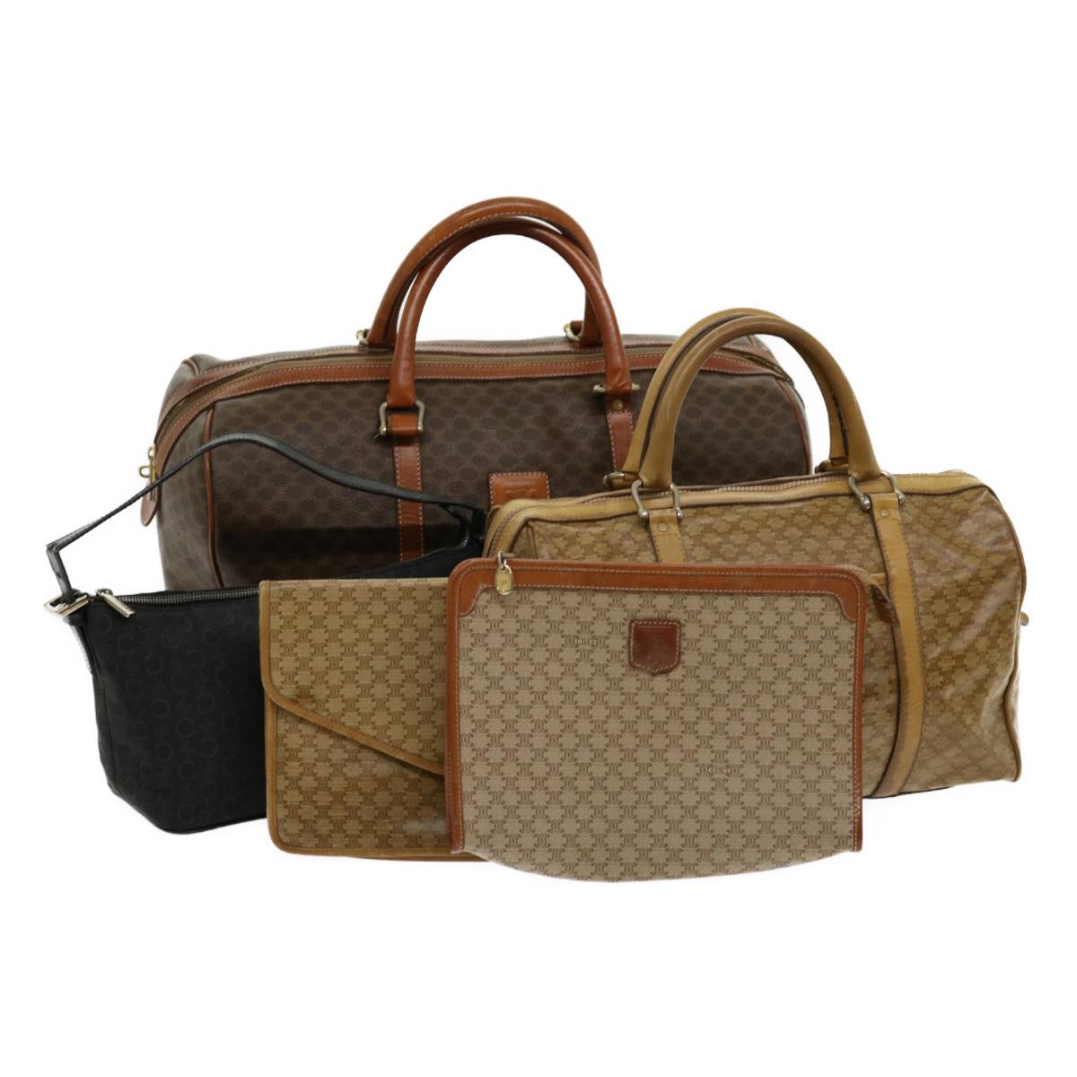 Luxury CELINE Macadam Canvas Boston Bag 5Set Brown  ar7260